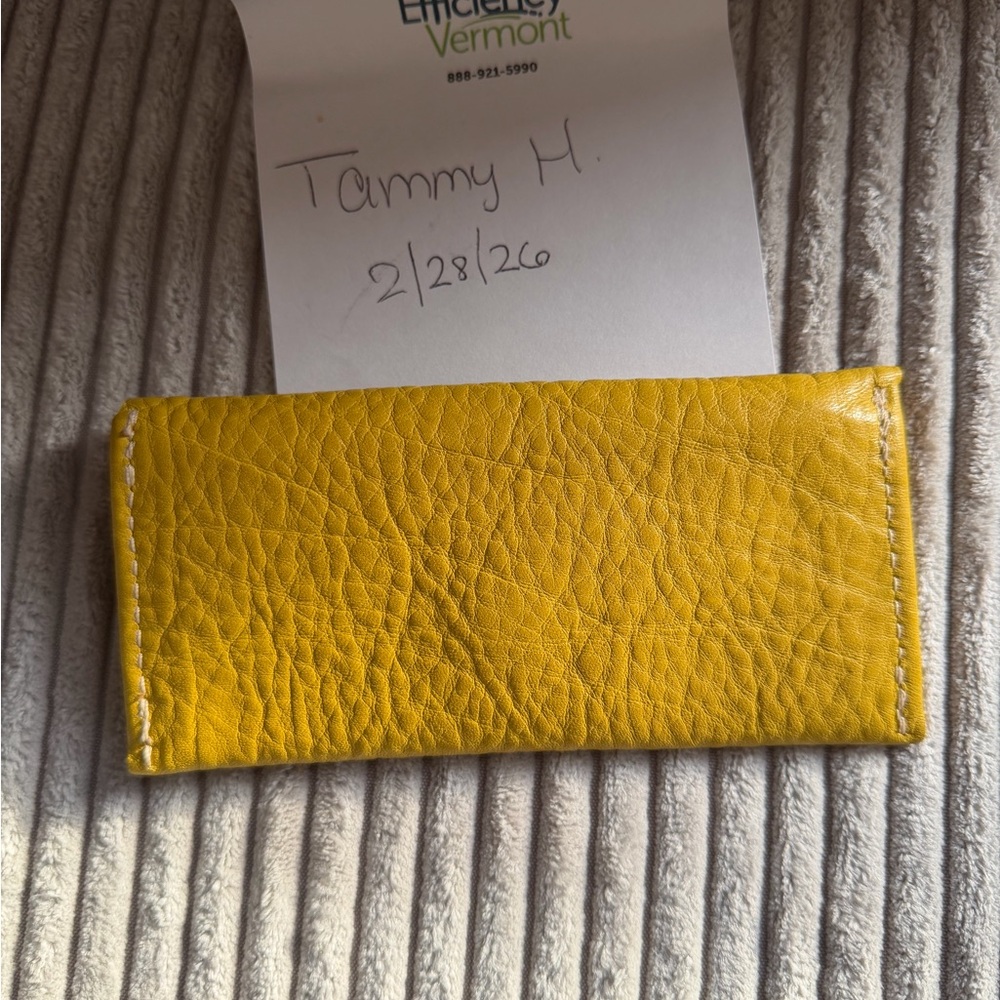 Yellow Leather Envelope Wallet Clutch - Picture 2 of 4